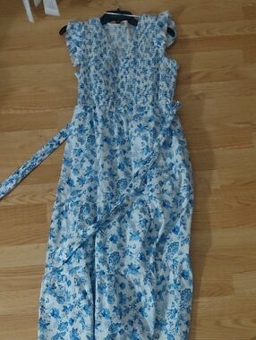 Joie White Maxi Dress with Blue Floral Print
